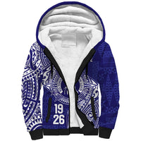 Personalised Tonga Queen Salote College Sherpa Hoodie Kolisi Fefine 1926 Special Kupesi Pattern LT9 Unisex Blue - Polynesian Pride