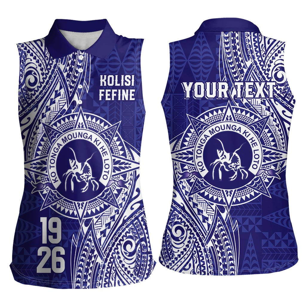 Personalised Tonga Queen Salote College Women Sleeveless Polo Shirt Kolisi Fefine 1926 Special Kupesi Pattern LT9 - Polynesian Pride