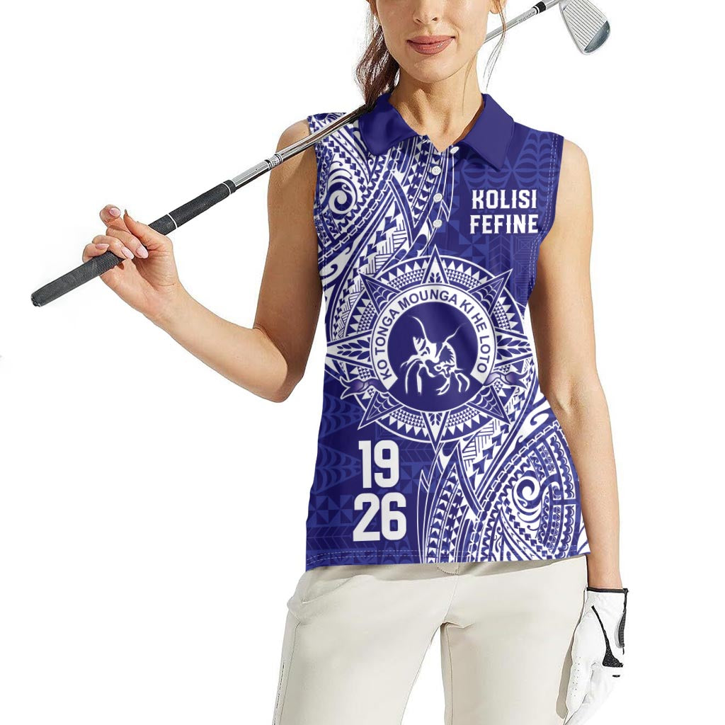 Personalised Tonga Queen Salote College Women Sleeveless Polo Shirt Kolisi Fefine 1926 Special Kupesi Pattern LT9 - Polynesian Pride