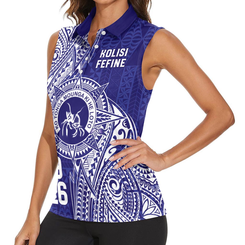 Personalised Tonga Queen Salote College Women Sleeveless Polo Shirt Kolisi Fefine 1926 Special Kupesi Pattern LT9 - Polynesian Pride