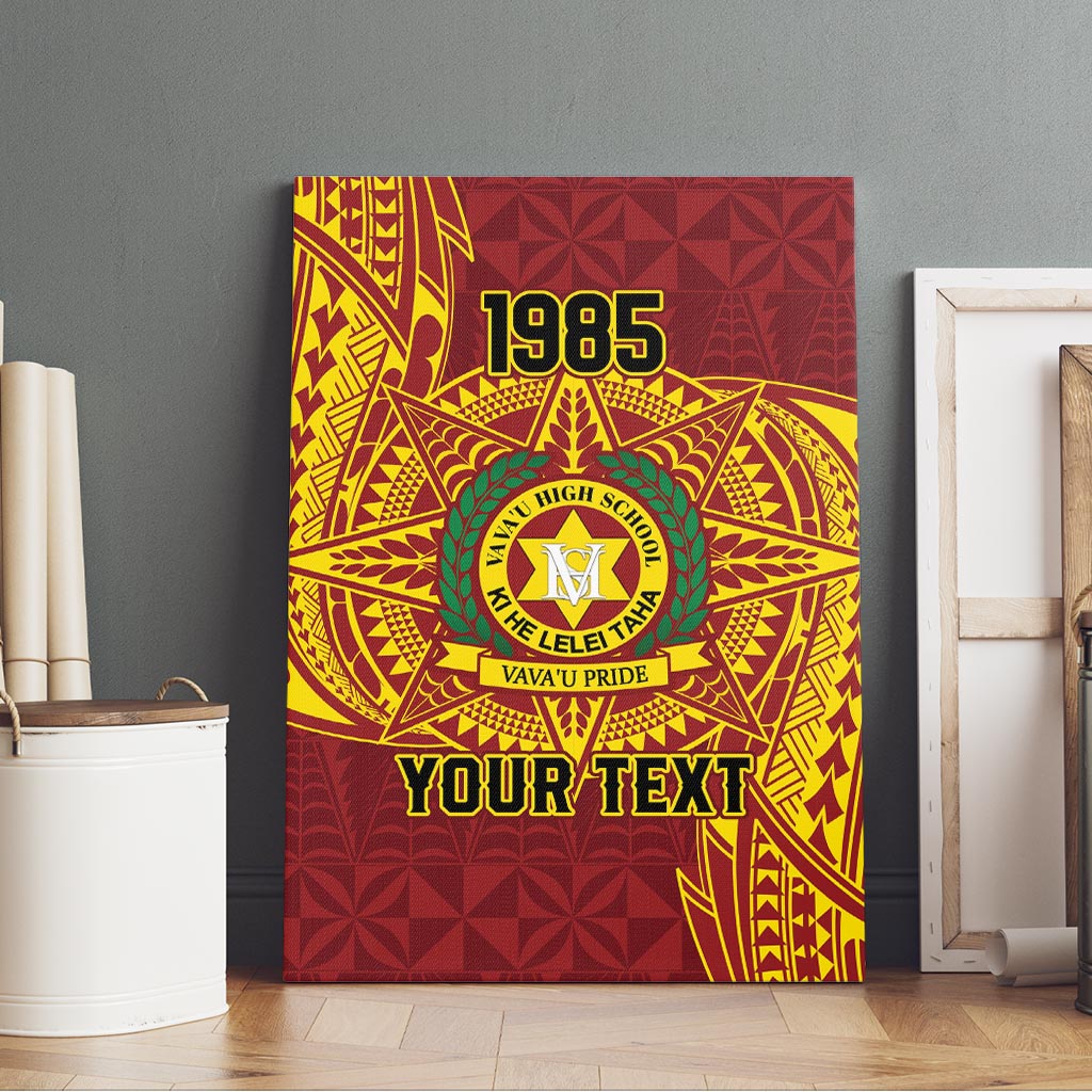Personalised Tonga Vava'u High School Canvas Wall Art Since 1985 Special Kupesi Pattern