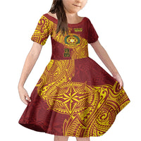 Personalised Tonga Vava'u High School Family Matching Mermaid Dress and Hawaiian Shirt Since 1985 Special Kupesi Pattern LT9 Daughter's Dress Red - Polynesian Pride