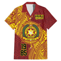 Personalised Tonga Vava'u High School Family Matching Mermaid Dress and Hawaiian Shirt Since 1985 Special Kupesi Pattern LT9 Dad's Shirt - Short Sleeve Red - Polynesian Pride