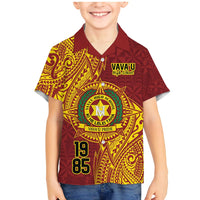 Personalised Tonga Vava'u High School Family Matching Mermaid Dress and Hawaiian Shirt Since 1985 Special Kupesi Pattern LT9 Son's Shirt Red - Polynesian Pride