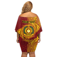 Personalised Tonga Vava'u High School Family Matching Off Shoulder Short Dress and Hawaiian Shirt Since 1985 Special Kupesi Pattern LT9 - Polynesian Pride