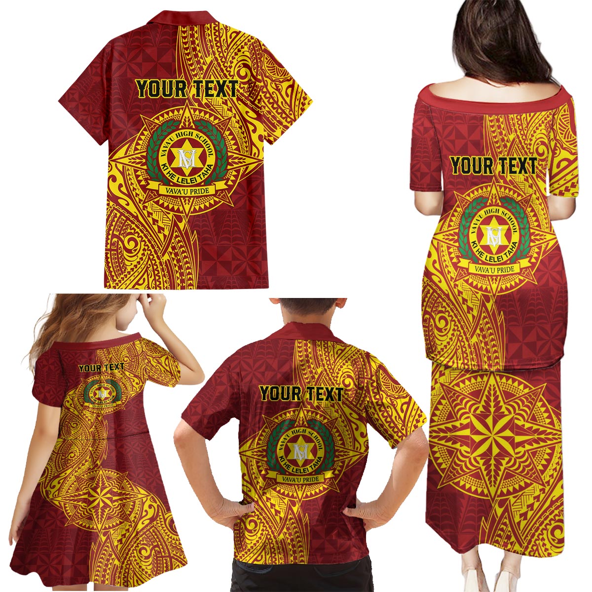 Personalised Tonga Vava'u High School Family Matching Puletasi and Hawaiian Shirt Since 1985 Special Kupesi Pattern LT9 - Polynesian Pride