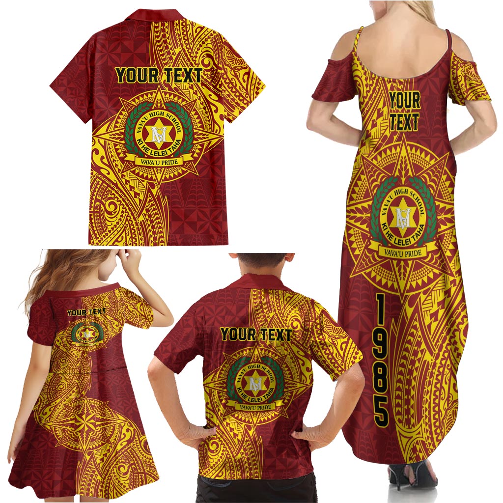 Personalised Tonga Vava'u High School Family Matching Summer Maxi Dress and Hawaiian Shirt Since 1985 Special Kupesi Pattern LT9 - Polynesian Pride