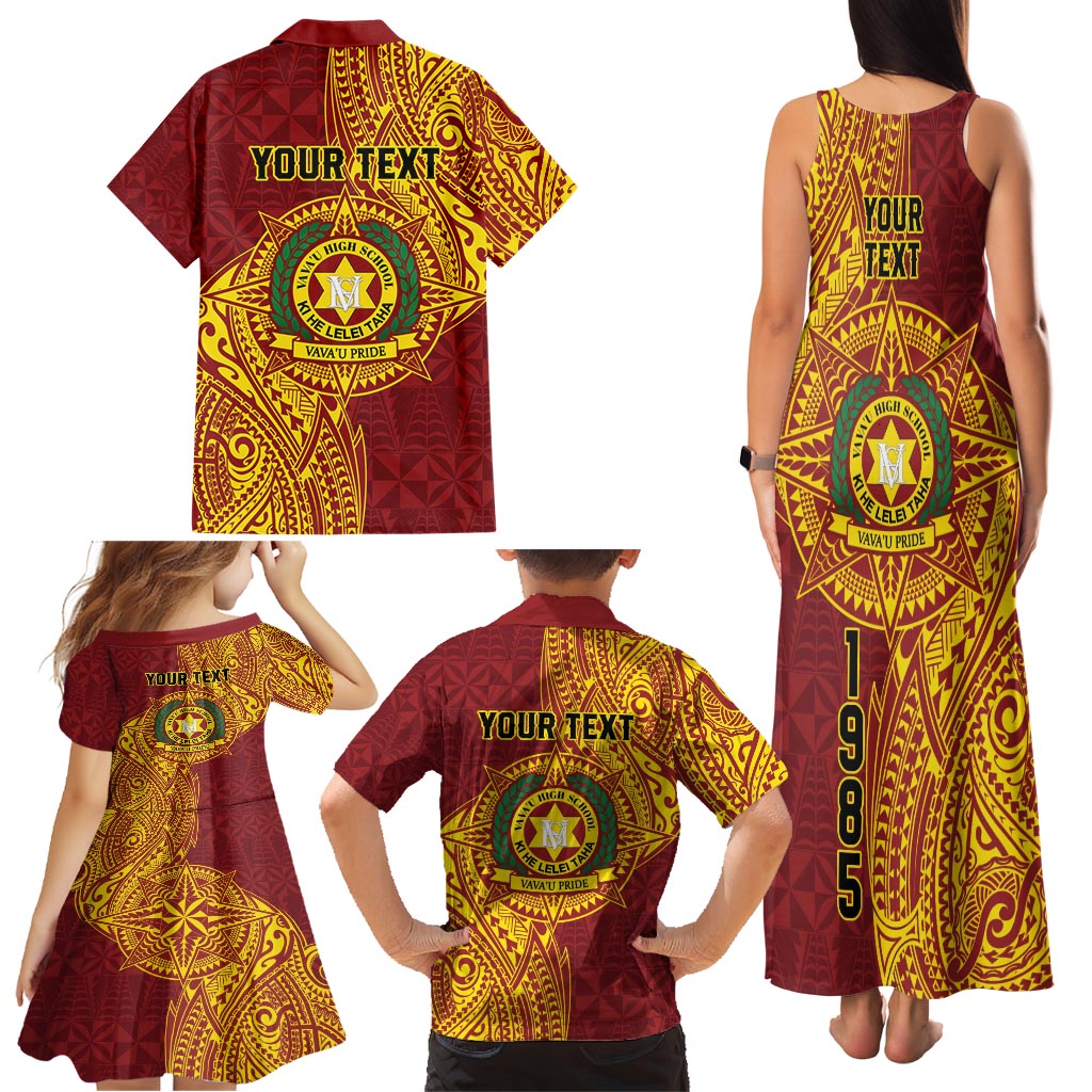 Personalised Tonga Vava'u High School Family Matching Tank Maxi Dress and Hawaiian Shirt Since 1985 Special Kupesi Pattern LT9 - Polynesian Pride