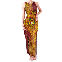 Personalised Tonga Vava'u High School Family Matching Tank Maxi Dress and Hawaiian Shirt Since 1985 Special Kupesi Pattern LT9 Mom's Dress Red - Polynesian Pride