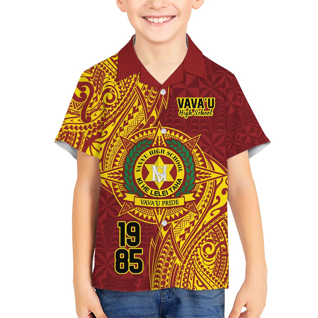 Personalised Tonga Vava'u High School Kid Hawaiian Shirt Since 1985 Special Kupesi Pattern LT9 Kid Red - Polynesian Pride
