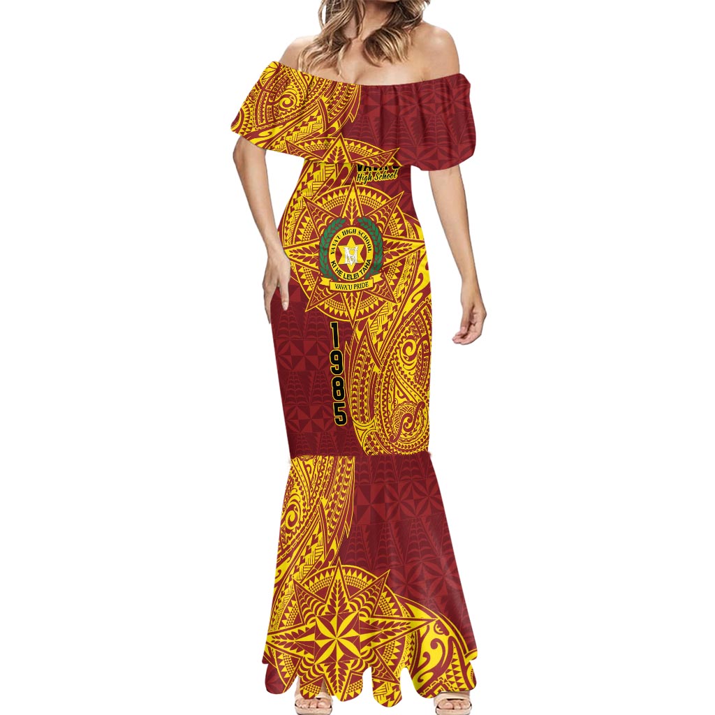 Personalised Tonga Vava'u High School Mermaid Dress Since 1985 Special Kupesi Pattern LT9 - Polynesian Pride