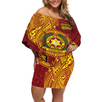 Personalised Tonga Vava'u High School Off Shoulder Short Dress Since 1985 Special Kupesi Pattern LT9 Women Red - Polynesian Pride