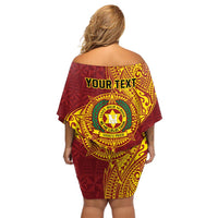 Personalised Tonga Vava'u High School Off Shoulder Short Dress Since 1985 Special Kupesi Pattern LT9 - Polynesian Pride