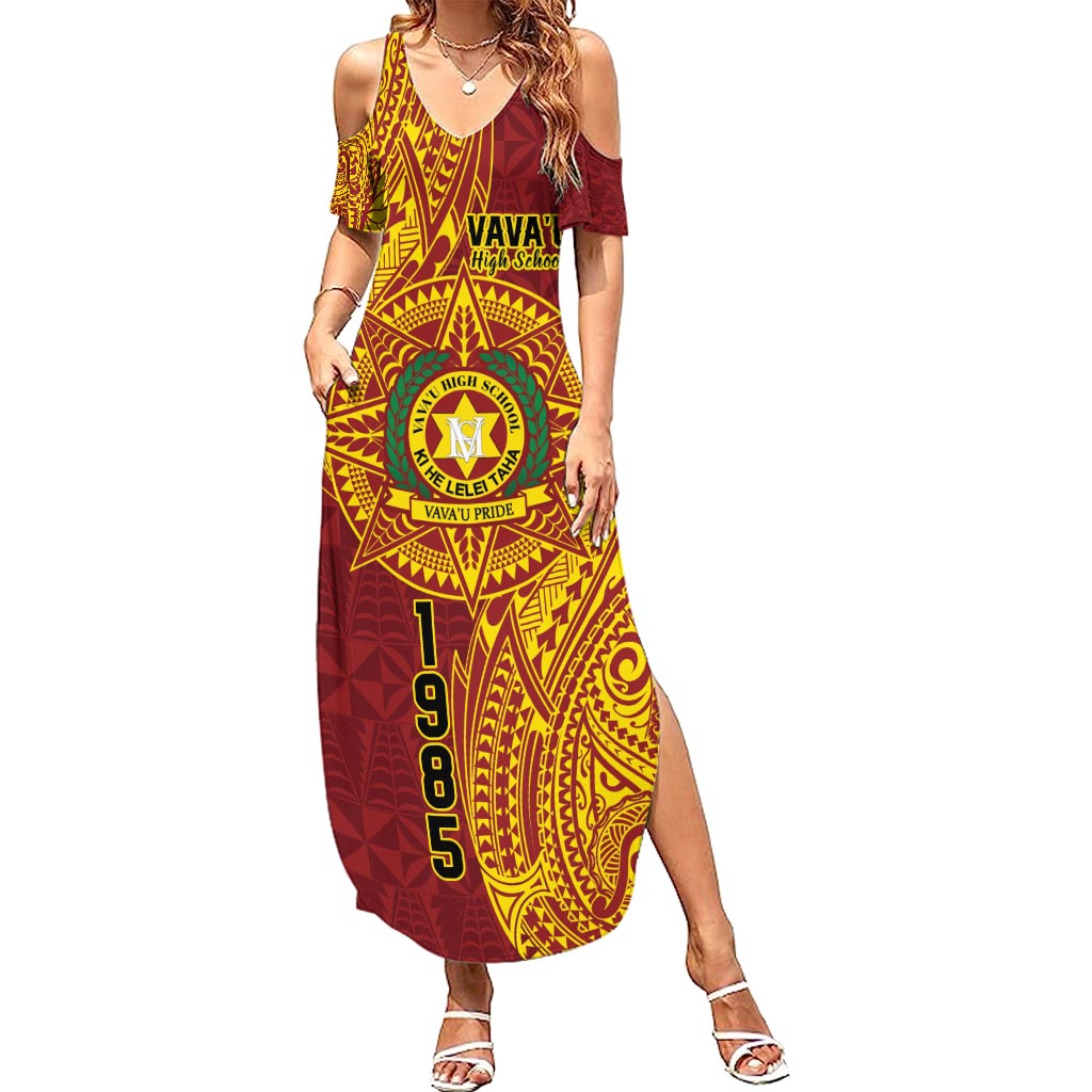 Personalised Tonga Vava'u High School Summer Maxi Dress Since 1985 Special Kupesi Pattern LT9 Women Red - Polynesian Pride