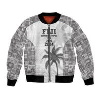 Custom Fiji Rugby Bomber Jacket History Champions World Cup 7s - White LT9 Unisex White - Polynesian Pride