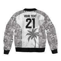 Custom Fiji Rugby Bomber Jacket History Champions World Cup 7s - White LT9 - Polynesian Pride