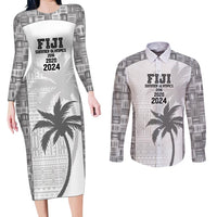 Custom Fiji Rugby Couples Matching Long Sleeve Bodycon Dress and Long Sleeve Button Shirt History Champions World Cup 7s - White LT9 White - Polynesian Pride