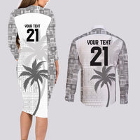 Custom Fiji Rugby Couples Matching Long Sleeve Bodycon Dress and Long Sleeve Button Shirt History Champions World Cup 7s - White LT9 - Polynesian Pride