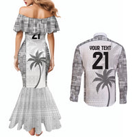 Custom Fiji Rugby Couples Matching Mermaid Dress and Long Sleeve Button Shirt History Champions World Cup 7s - White LT9 - Polynesian Pride