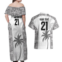 Custom Fiji Rugby Couples Matching Off Shoulder Maxi Dress and Hawaiian Shirt History Champions World Cup 7s - White LT9 - Polynesian Pride