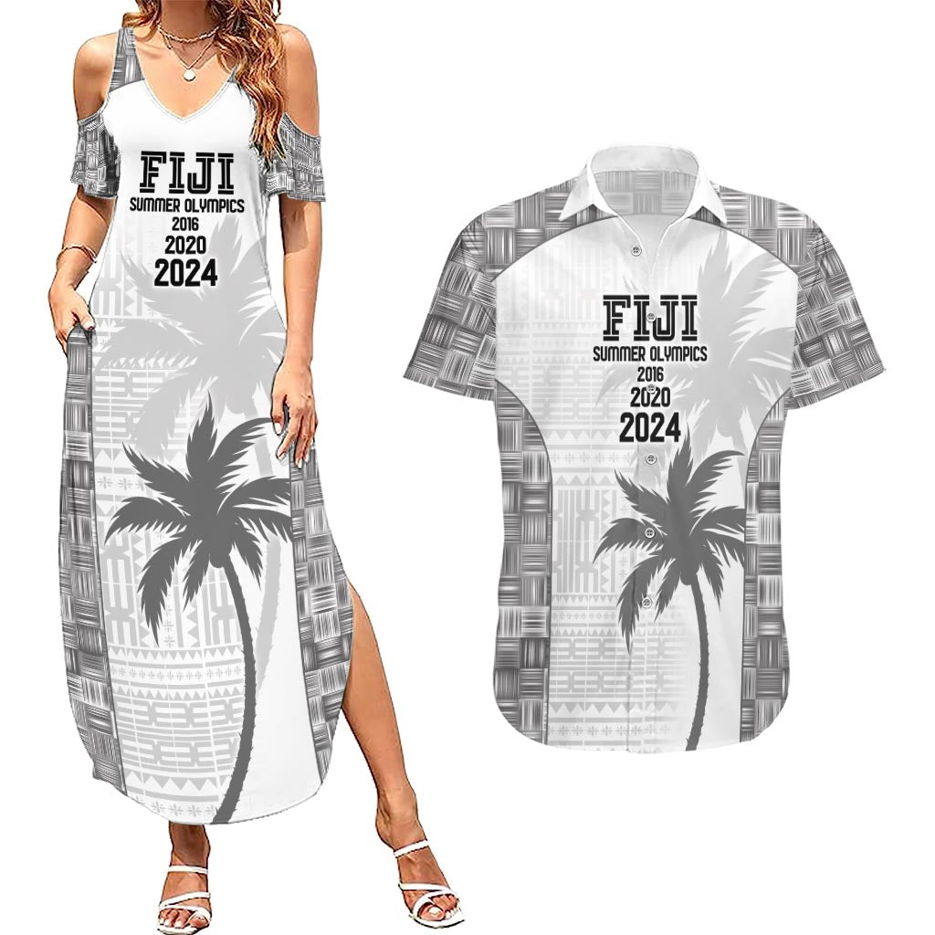 Custom Fiji Rugby Couples Matching Summer Maxi Dress and Hawaiian Shirt History Champions World Cup 7s - White LT9 White - Polynesian Pride