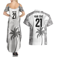 Custom Fiji Rugby Couples Matching Summer Maxi Dress and Hawaiian Shirt History Champions World Cup 7s - White LT9 - Polynesian Pride