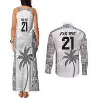 Custom Fiji Rugby Couples Matching Tank Maxi Dress and Long Sleeve Button Shirt History Champions World Cup 7s - White LT9 - Polynesian Pride