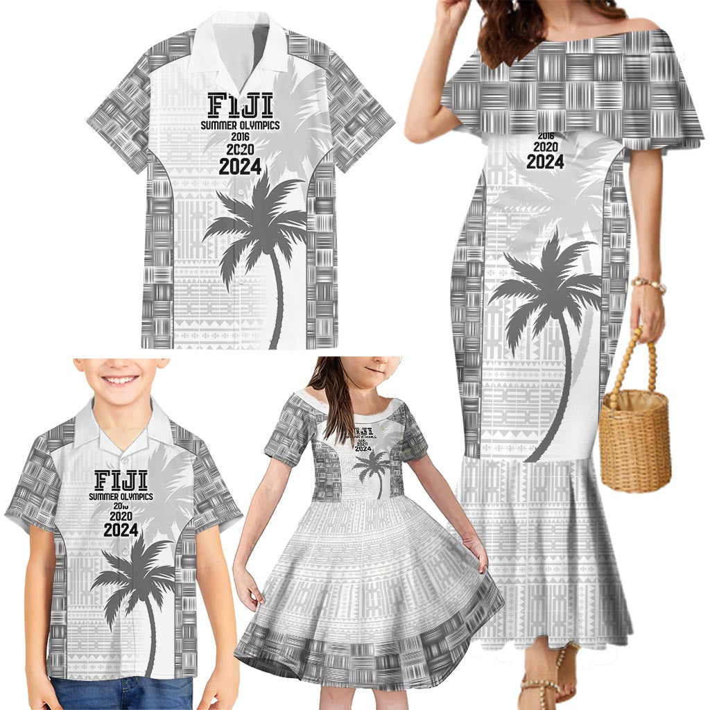 Custom Fiji Rugby Family Matching Mermaid Dress and Hawaiian Shirt History Champions World Cup 7s - White LT9 - Polynesian Pride