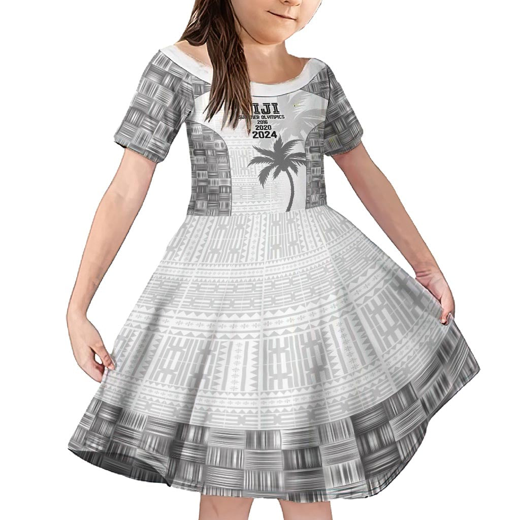 Custom Fiji Rugby Family Matching Off Shoulder Maxi Dress and Hawaiian Shirt History Champions World Cup 7s - White LT9 Daughter's Dress White - Polynesian Pride