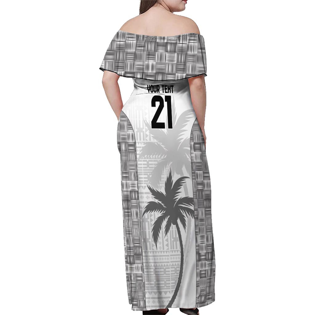Custom Fiji Rugby Family Matching Off Shoulder Maxi Dress and Hawaiian Shirt History Champions World Cup 7s - White LT9 - Polynesian Pride