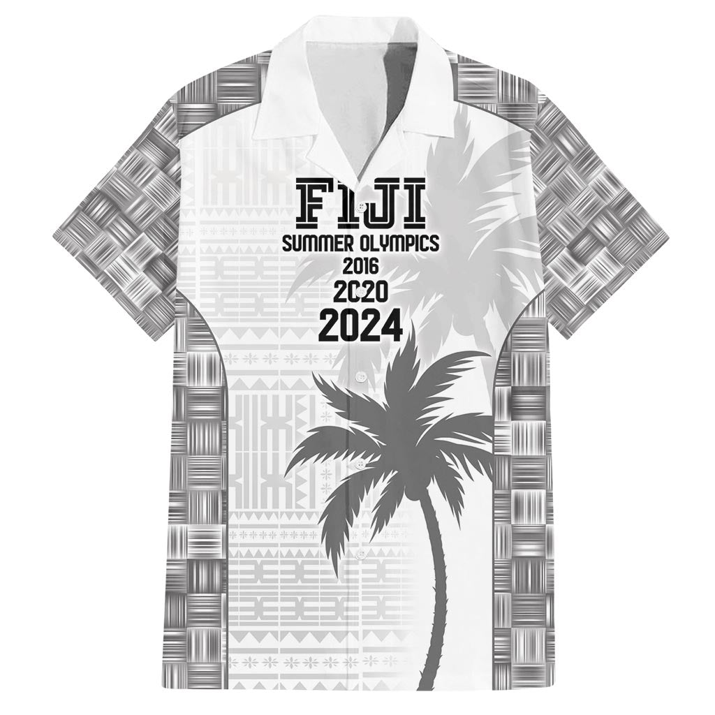 Custom Fiji Rugby Family Matching Off Shoulder Short Dress and Hawaiian Shirt History Champions World Cup 7s - White LT9 Dad's Shirt - Short Sleeve White - Polynesian Pride