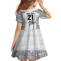 Custom Fiji Rugby Family Matching Short Sleeve Bodycon Dress and Hawaiian Shirt History Champions World Cup 7s - White LT9 - Polynesian Pride