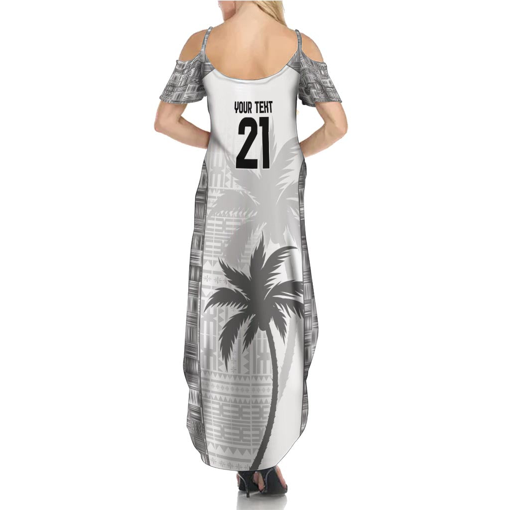 Custom Fiji Rugby Family Matching Summer Maxi Dress and Hawaiian Shirt History Champions World Cup 7s - White LT9 - Polynesian Pride