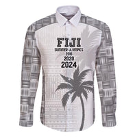 Custom Fiji Rugby Family Matching Tank Maxi Dress and Hawaiian Shirt History Champions World Cup 7s - White LT9 Dad's Shirt - Long Sleeve White - Polynesian Pride