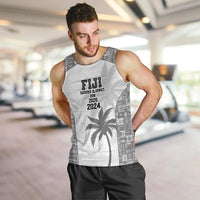 Custom Fiji Rugby Men Tank Top History Champions World Cup 7s - White LT9 White - Polynesian Pride