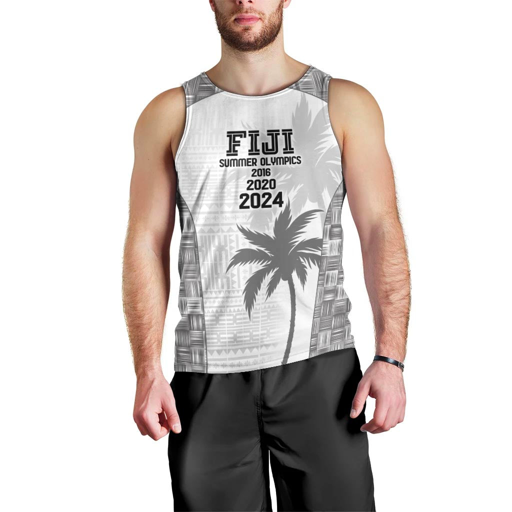 Custom Fiji Rugby Men Tank Top History Champions World Cup 7s - White LT9 - Polynesian Pride