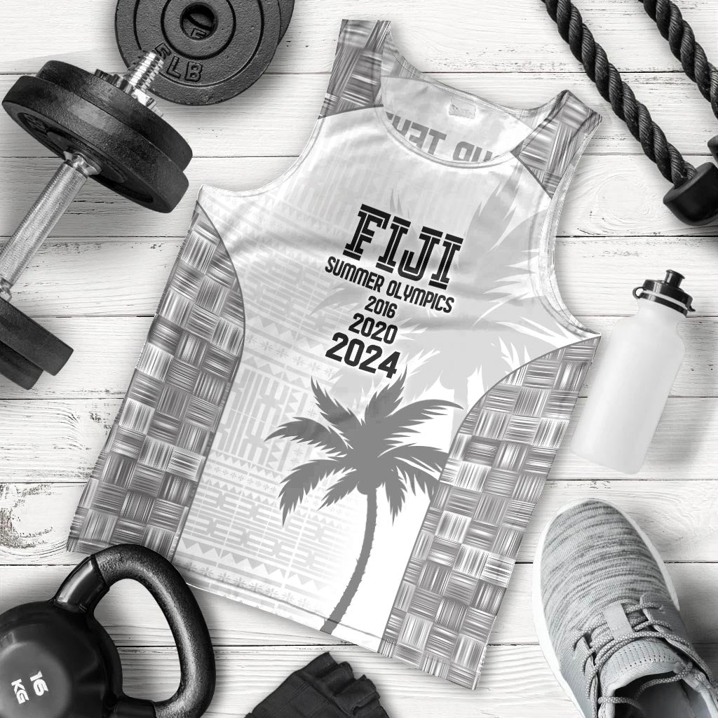 Custom Fiji Rugby Men Tank Top History Champions World Cup 7s - White LT9 - Polynesian Pride