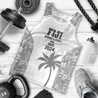 Custom Fiji Rugby Men Tank Top History Champions World Cup 7s - White LT9 - Polynesian Pride