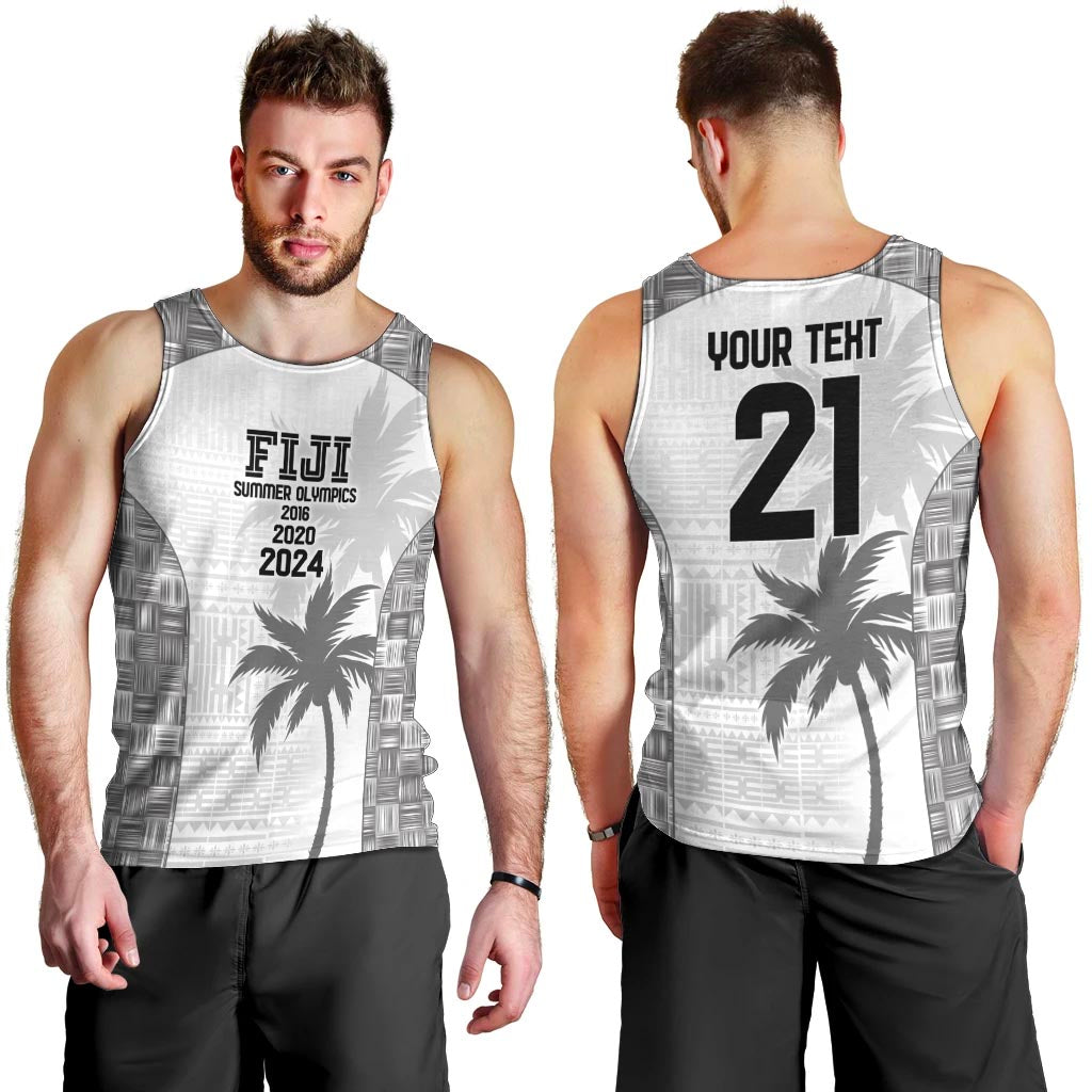 Custom Fiji Rugby Men Tank Top History Champions World Cup 7s - White LT9 - Polynesian Pride