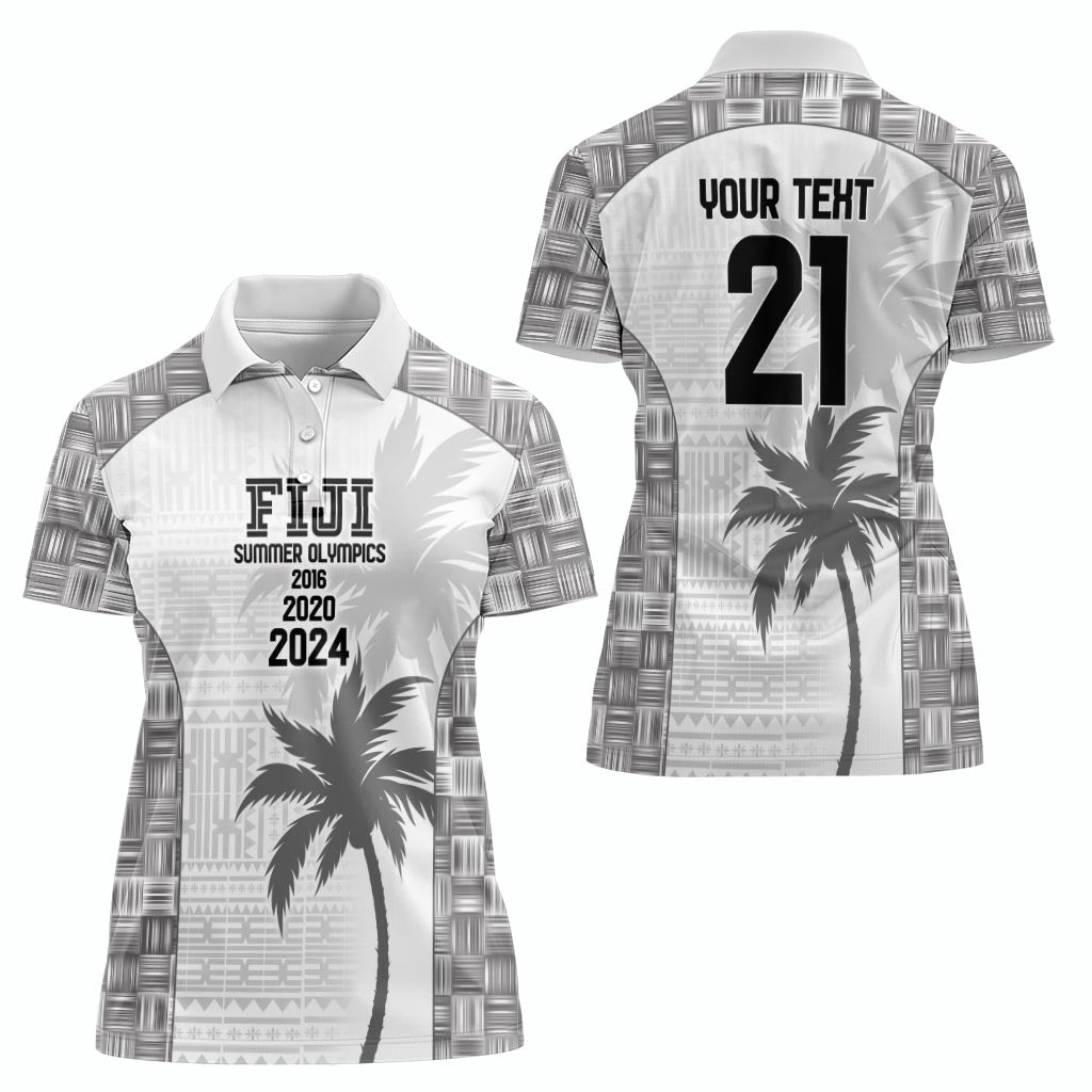 Custom Fiji Rugby Women Polo Shirt History Champions World Cup 7s - White