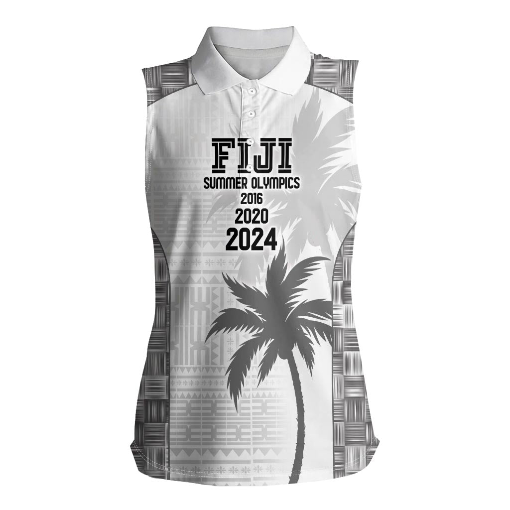 Custom Fiji Rugby Women Sleeveless Polo Shirt History Champions World Cup 7s - White LT9 Female White - Polynesian Pride