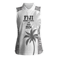 Custom Fiji Rugby Women Sleeveless Polo Shirt History Champions World Cup 7s - White LT9 Female White - Polynesian Pride