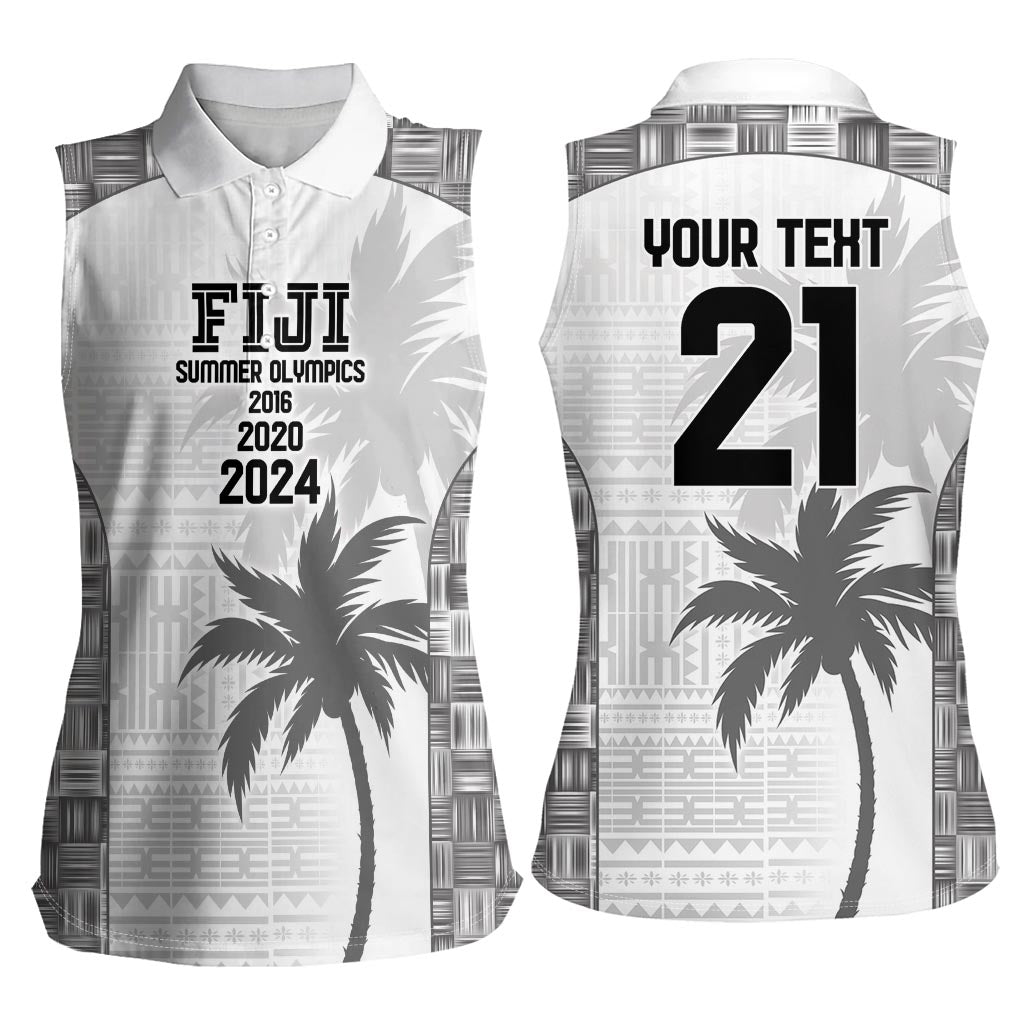 Custom Fiji Rugby Women Sleeveless Polo Shirt History Champions World Cup 7s - White LT9 - Polynesian Pride