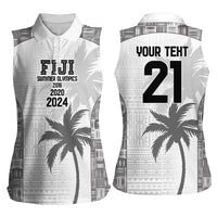 Custom Fiji Rugby Women Sleeveless Polo Shirt History Champions World Cup 7s - White LT9 - Polynesian Pride
