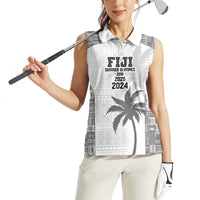 Custom Fiji Rugby Women Sleeveless Polo Shirt History Champions World Cup 7s - White LT9 - Polynesian Pride