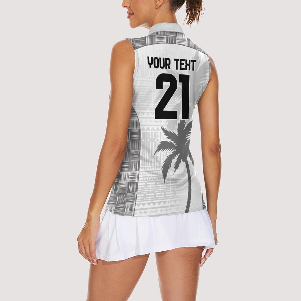Custom Fiji Rugby Women Sleeveless Polo Shirt History Champions World Cup 7s - White LT9 - Polynesian Pride