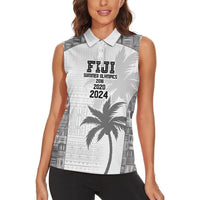Custom Fiji Rugby Women Sleeveless Polo Shirt History Champions World Cup 7s - White LT9 - Polynesian Pride