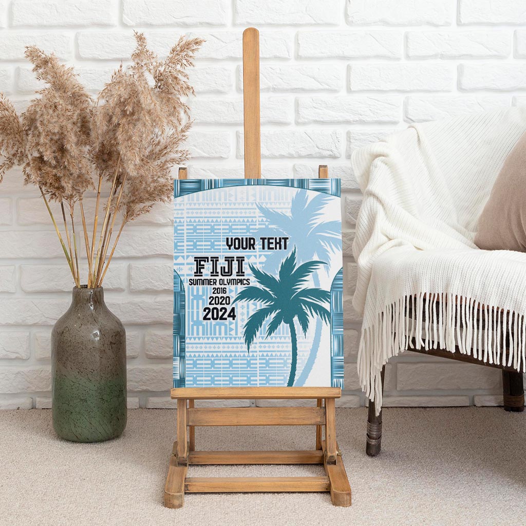 Custom Fiji Rugby Canvas Wall Art History Champions World Cup 7s - Bllue