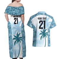 Custom Fiji Rugby Couples Matching Off Shoulder Maxi Dress and Hawaiian Shirt History Champions World Cup 7s - Bllue LT9 - Polynesian Pride