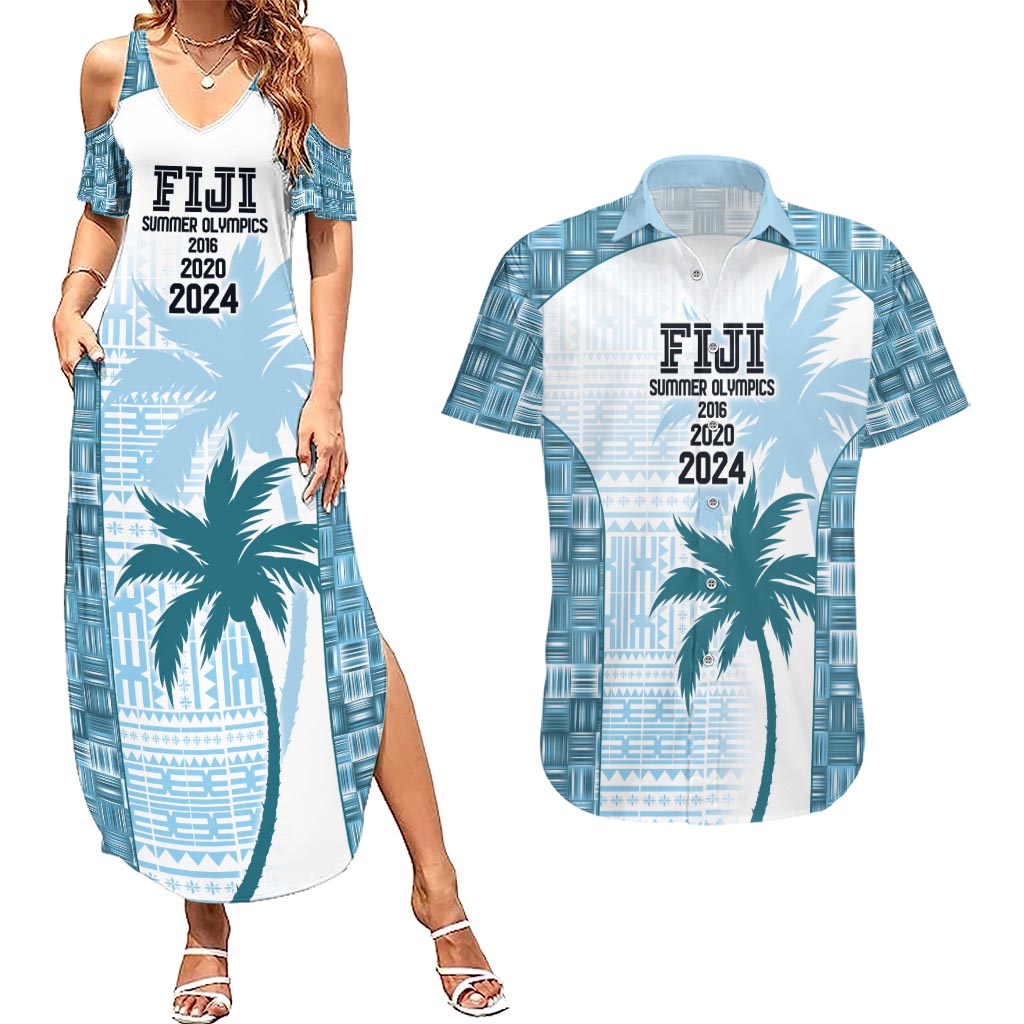 Custom Fiji Rugby Couples Matching Summer Maxi Dress and Hawaiian Shirt History Champions World Cup 7s - Bllue LT9 Blue - Polynesian Pride